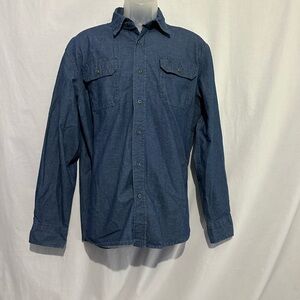 Wrangler Flex for Comfort Denim Button Up Shirt Men’s XL Blue Long Sleeve